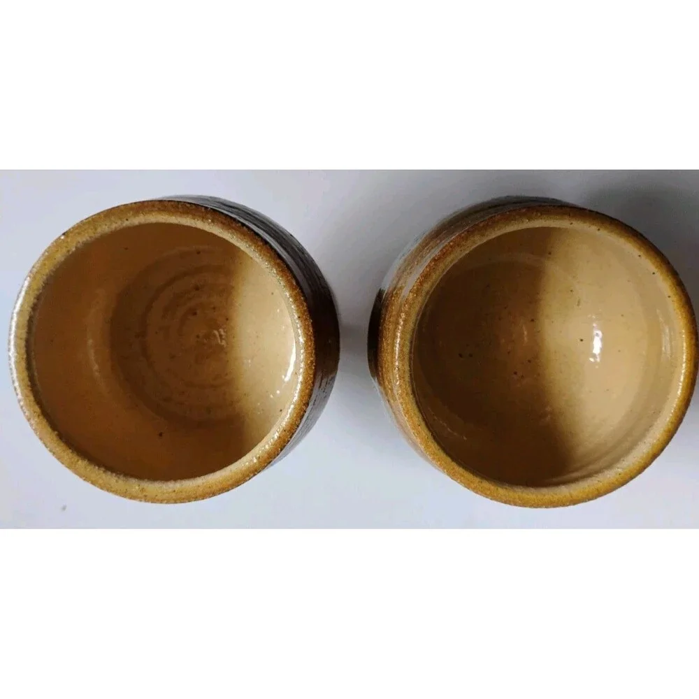 Vintage 1970s The Pottery Hawaii Steak House Stoneware Wine Goblets Pair